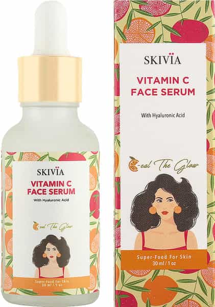 Skivia Vitamin C Face Serum With Hyaluronic Acid - 30Ml|Packed With Antioxidants|Brightens Skin Tone