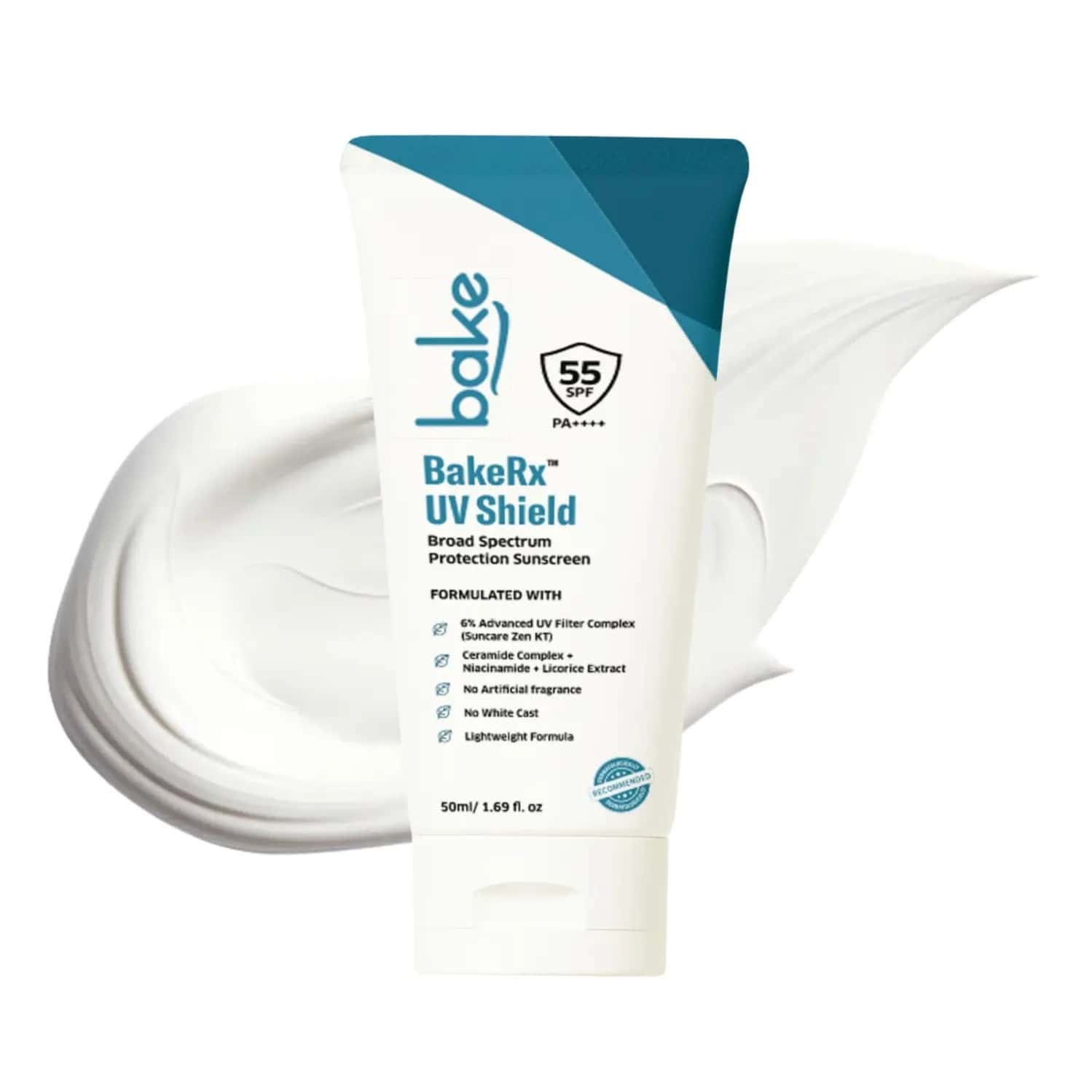 Bakerx Uv Shield Spf 55 Pa++++ Broad Spectrum Sunscreen: No White Cast & Lightweight Formula - 50ml