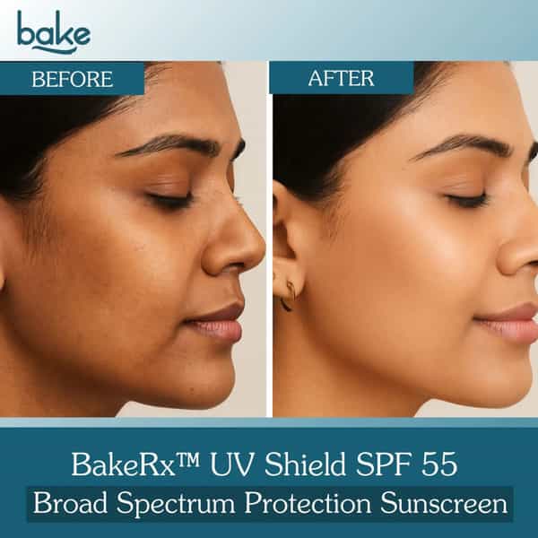 Bakerx Uv Shield Spf 55 Pa++++ Broad Spectrum Sunscreen: No White Cast & Lightweight Formula - 50Ml