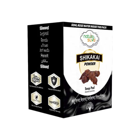 Nature Sure Shikakai Powder 100g With Rose Water 50ml - 1 Pack