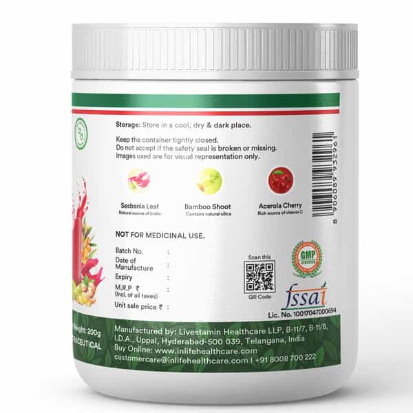 Inlife Vegan Collagen Builder Supplements For Women And Men - 200G (Fruit Punch)