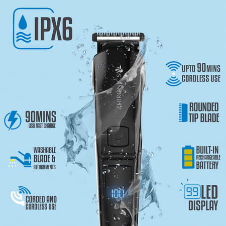 Zebronics Zeb-Ht101 Cordless/Cord Trimmer With Up To 90mins Backup(Black)