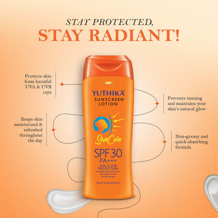 Yuthika Sunscreen Lotion Spf 30 Pa+++ With Uva & Uvb Protection | Sun Cream | Unisex - 300ml