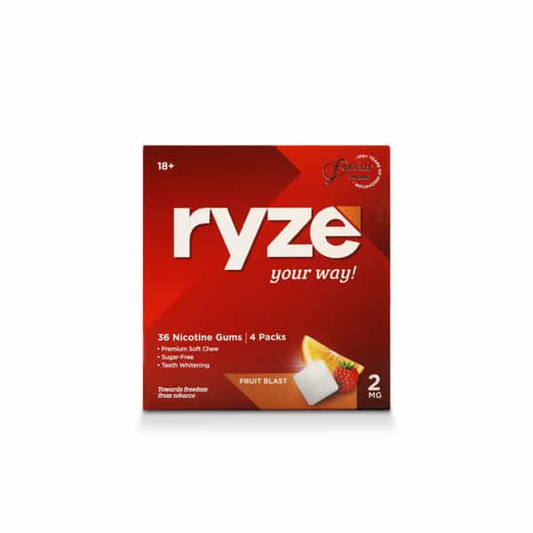 Ryze Nicotine Gum 2Mg|Quit Smoking Aid|Soft Chew|Easy On Throat|Single Pack|9 Gums|Fruit Blast