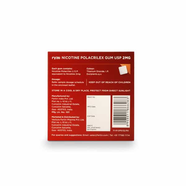 Ryze Nicotine Gum 2Mg|Quit Smoking Aid|Soft Chew|Easy On Throat|Single Pack|9 Gums|Fruit Blast