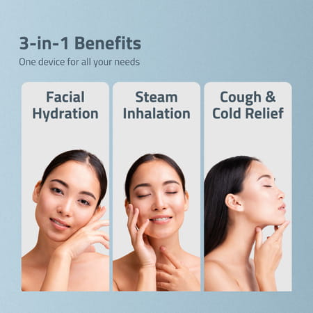 Medtech Aquamist 3 In 1 Face Steamer And Steam Inhaler For Cold & Cough | Vaporizer | Facial Steamer