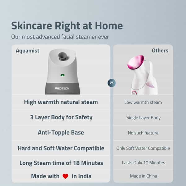 Medtech Aquamist 3 In 1 Face Steamer And Steam Inhaler For Cold & Cough | Vaporizer | Facial Steamer