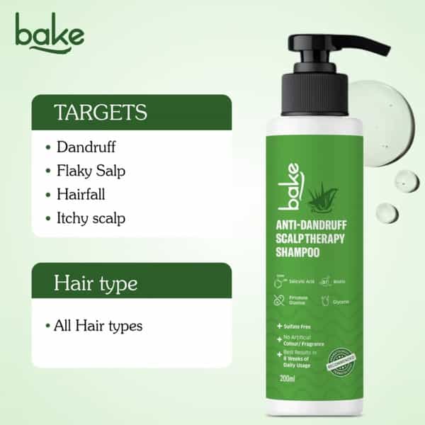 Bake 2% Salicylic Acid Anti-Dandruff Shampoo For Itchy Scalp (200Ml)