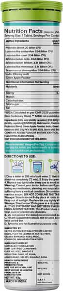 Plix Good Gut Pre+Probiotic 15 Effervescent Tablets Pack Of 1 Bottle Green Apple
