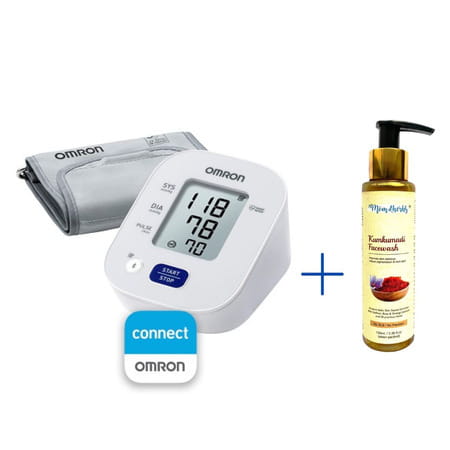 Omron Hem 7143t1 Digital Bluetooth Blood Pressure Monitor + Free Mom&Herbs Kumkumadi Facewash 30ml
