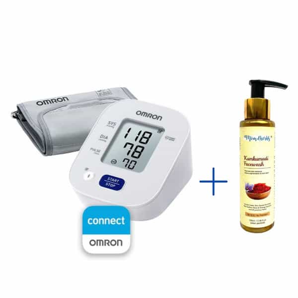 Omron Hem 7143T1 Digital Bluetooth Blood Pressure Monitor + Free Mom&Herbs Kumkumadi Facewash 30Ml