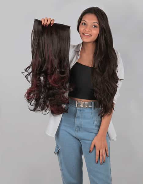 Streak Street Clip-In 24" Out Curl Burgundy Hair Extensions