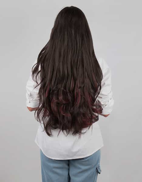 Streak Street Clip-In 24" Out Curl Burgundy Hair Extensions
