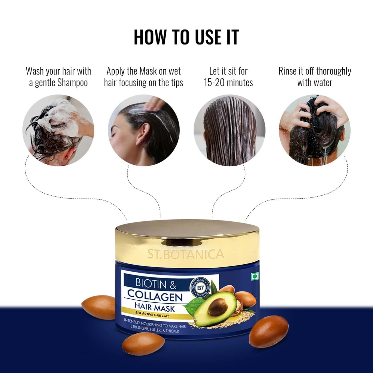 Buy ST.BOTANICA BIOTIN & COLLAGEN HAIR MASK FOR STRONGER, FULLER AND