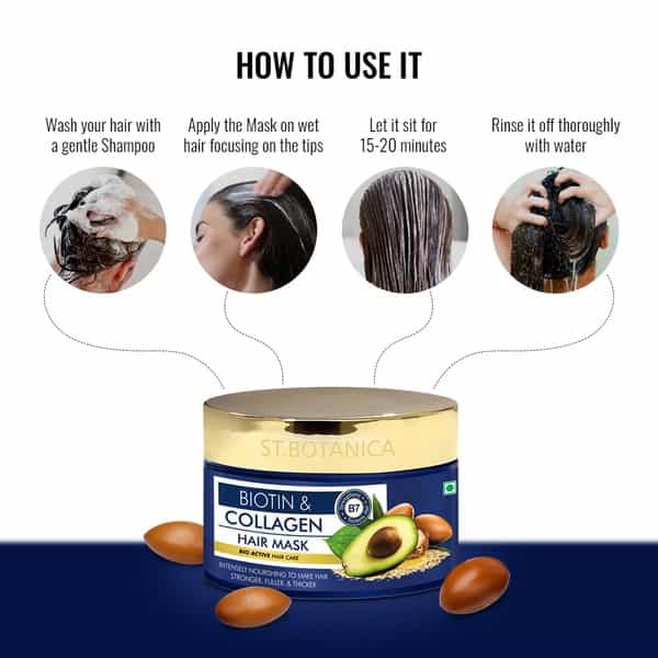 Stbotanica Biotin & Collagen Hair Mask - For Stronger | Fuller And Thicker Hair - 200 Ml