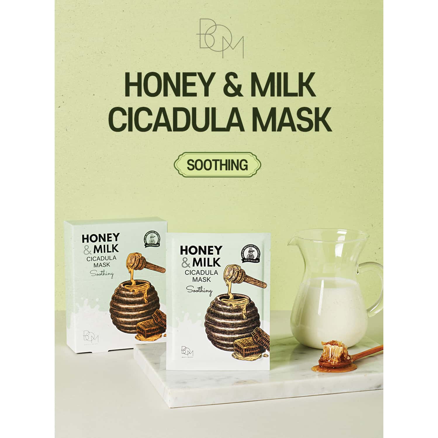 B.O.M Honey And Milk Cicadula Mask - Soothing - Pack Of 3