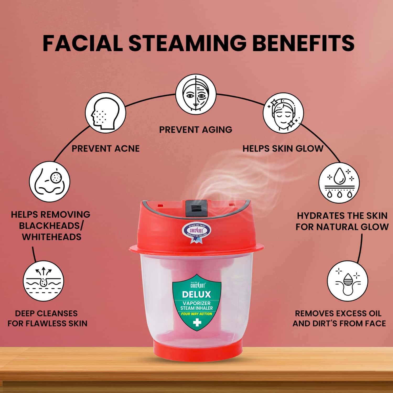 Buy CRESCENT DELUX VAPORIZER STEAMER FOR COLD AND COUGH, RED Online & Get Upto 60 OFF at PharmEasy