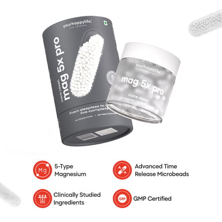 Yourhappylife Magnesium 5x Pro | Advanced Slow-Release Magnesium Supplement - 60 Capsules