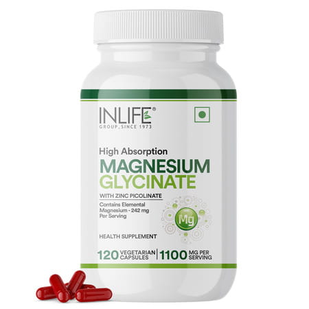 Inlife Magnesium Glycinate Supplement 110mg With Zinc 10mg Relaxation Healthy Muscle - 120 Capsules