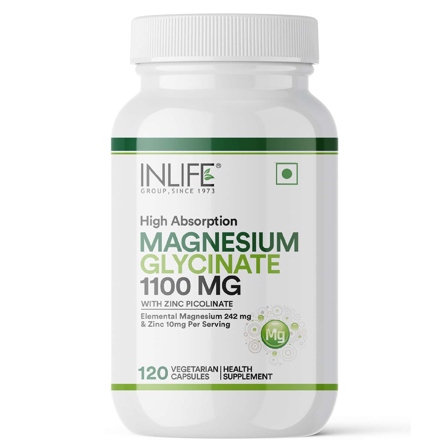 Inlife Magnesium Glycinate Supplement 110mg With Zinc 10mg Relaxation Healthy Muscle - 120 Capsules