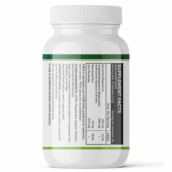 Inlife Magnesium Glycinate With Zinc Picolinate For Sleep & Nerve Health - 120 Capsules