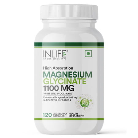 Inlife Magnesium Glycinate Supplement 110Mg With Zinc 10Mg Relaxation Healthy Muscle - 120 Capsules