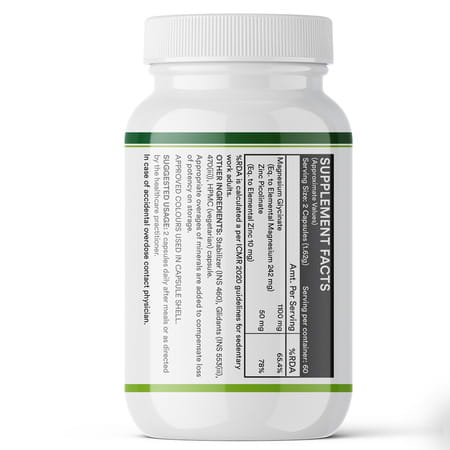 Inlife Magnesium Glycinate Supplement 110mg With Zinc 10mg Relaxation Healthy Muscle - 120 Capsules