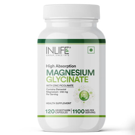 Inlife Magnesium Glycinate Supplement 110mg With Zinc 10mg Relaxation Healthy Muscle - 120 Capsules