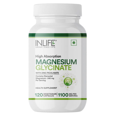Inlife Magnesium Glycinate Supplement 110mg With Zinc 10mg Relaxation Healthy Muscle - 120 Capsules