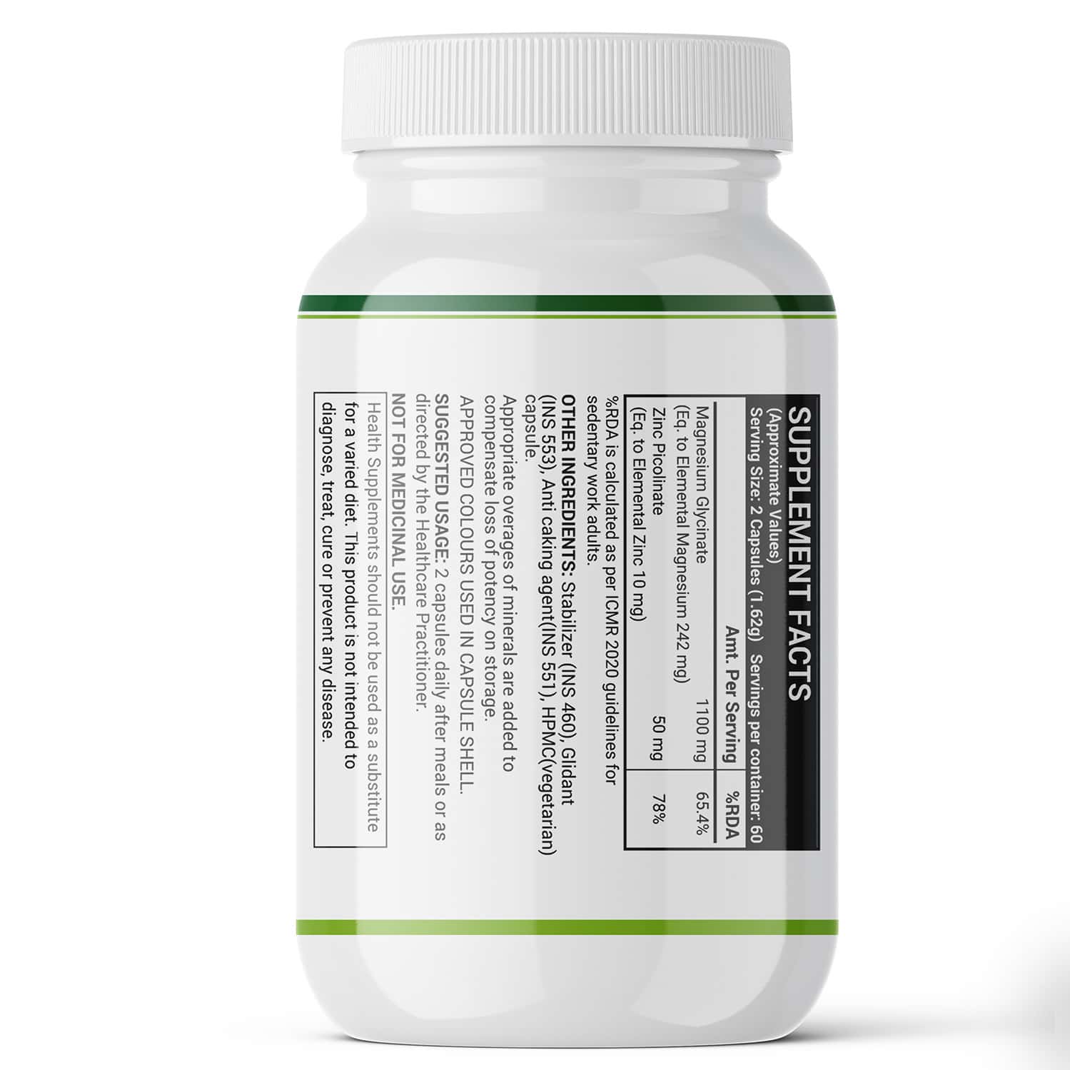 Buy INLIFE MAGNESIUM GLYCINATE SUPPLEMENT 550MG WITH ZINC 10MG RELAXATION HEALTHY MUSCLE120