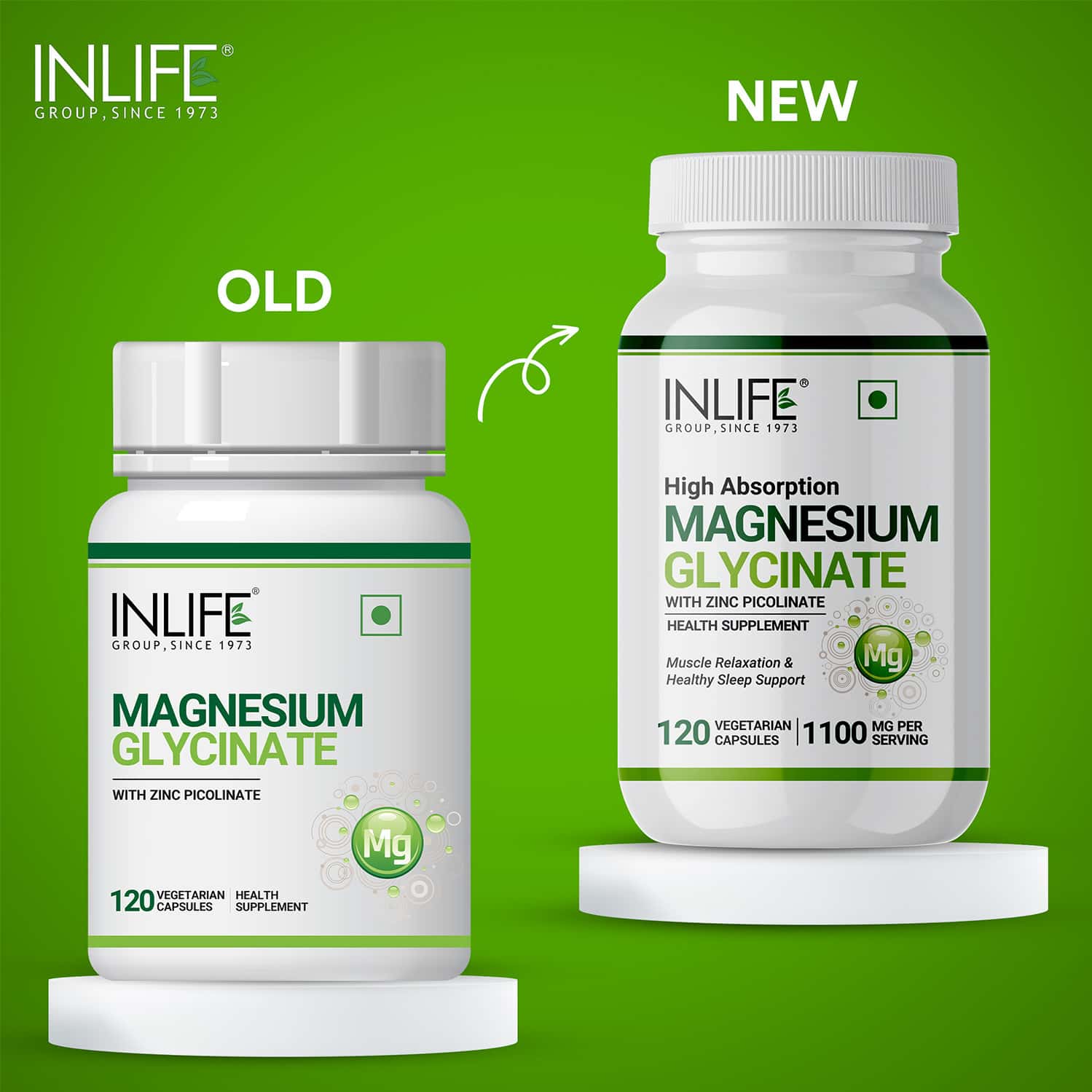 Buy INLIFE MAGNESIUM GLYCINATE SUPPLEMENT 550MG WITH ZINC 10MG RELAXATION HEALTHY MUSCLE120