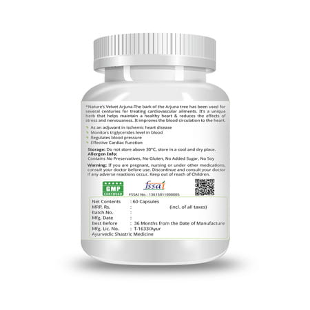 Natures Velvet Arjuna Pure Extract 500 Mg | 60 Veggie Capsules