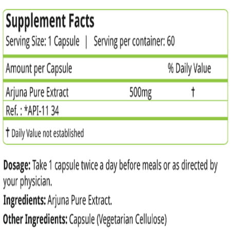 Natures Velvet Arjuna Pure Extract 500 Mg | 60 Veggie Capsules