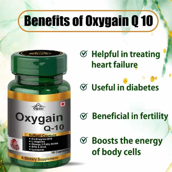 Cipzer Oxygain Q10 Capsules Unlock The Power Of Heart | Fertility | & Cellular Energy - 30 Capsules