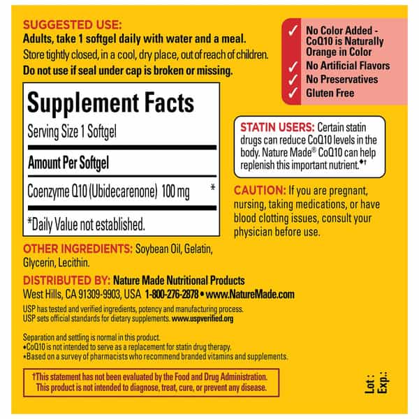 Nature Made Coq10 100Mg | Dietary Supplement For Heart Health Support | 40 Softgels | 40 Day Supply