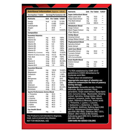 Musclexp Multivitamin Men Daily Sports With 47 Nutrients (7 Health Blends) - 60 Tablets Pack Of 3