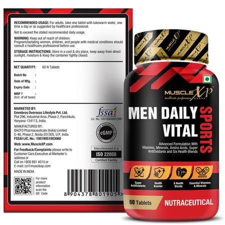 Musclexp Multivitamin Men Daily Sports With 47 Nutrients (7 Health Blends) - 60 Tablets Pack Of 3
