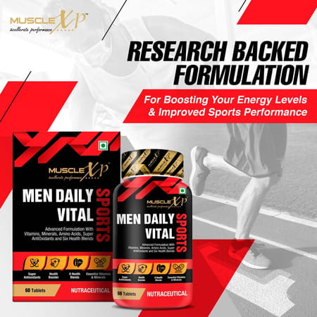 Musclexp Multivitamin Men Daily Sports With 47 Nutrients (7 Health Blends) - 60 Tablets Pack Of 3