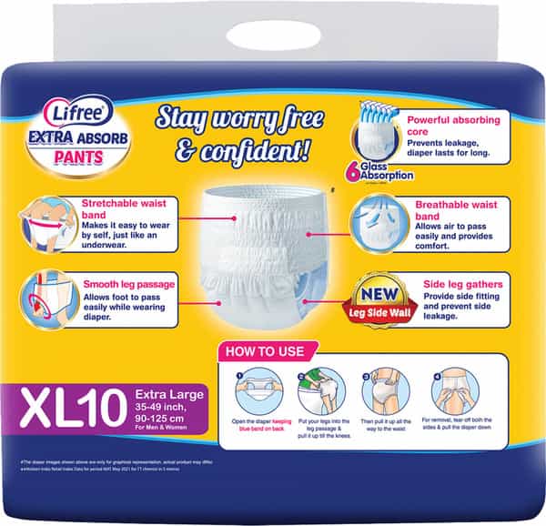 Lifree Extra Absorbent Adult Diaper Pants Extra Large - 10 Diapers