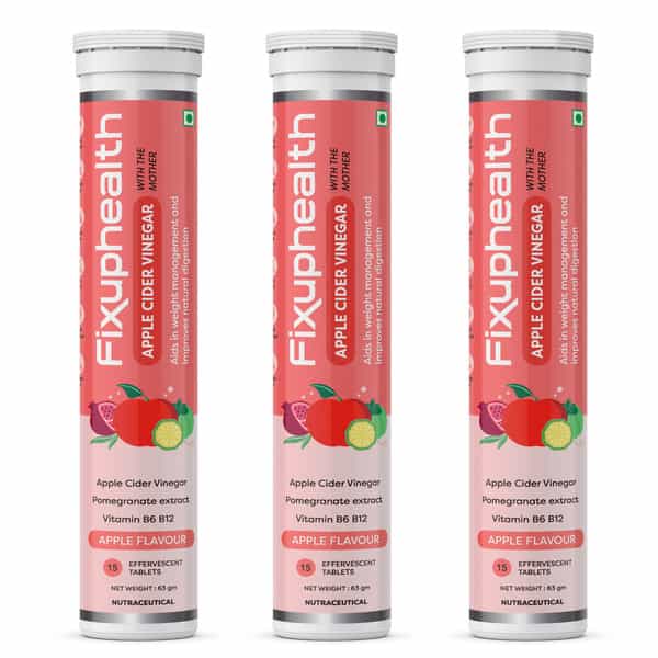 Fixuphealth Apple Cider Vinegar With The Mother Vitamin B6 B12 Tablets Pack Of 3