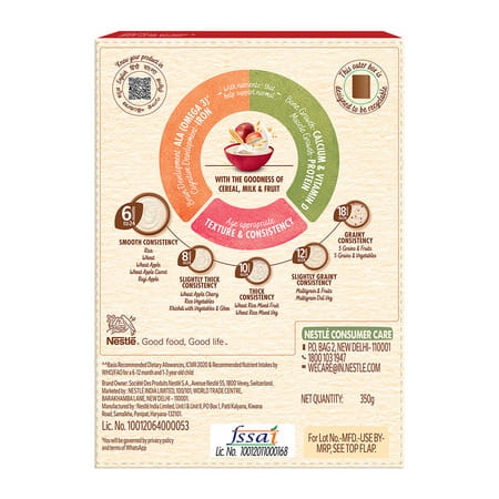 Nestl Cerelac Wheat Apple Baby Food Cereal With No Refined Sugar & For 6 To 24 Months Baby 350 Gm