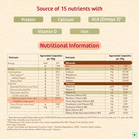 Nestl Cerelac Wheat Apple Baby Food Cereal With No Refined Sugar & For 6 To 24 Months Baby 350 Gm