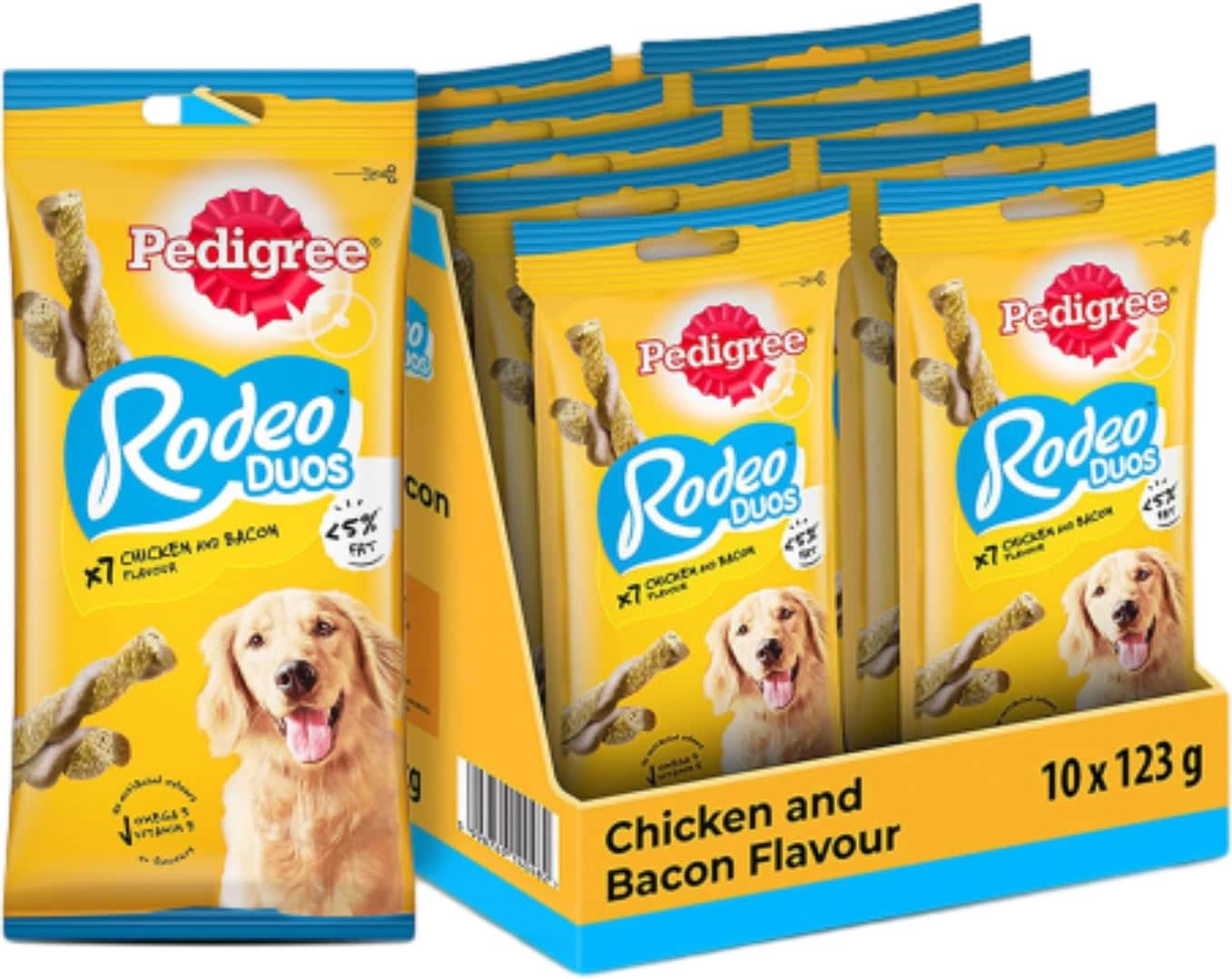 Pedigree Rodeo Duos (4+ Months) Dog Treats | Chicken & Bacon Flavour | 123 G (pack Of 10)