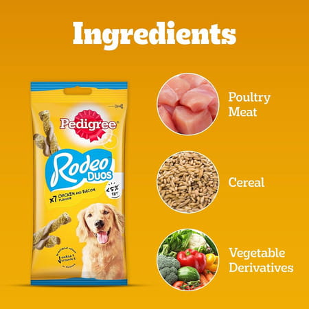 Pedigree Rodeo Duos (4+ Months) Dog Treats | Chicken & Bacon Flavour | 123 G (Pack Of 10)