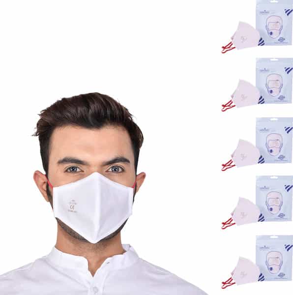 Advind Healthcare Smog Guard N95 Mask Without Valve (Adults Free Size White) Pack Of 5