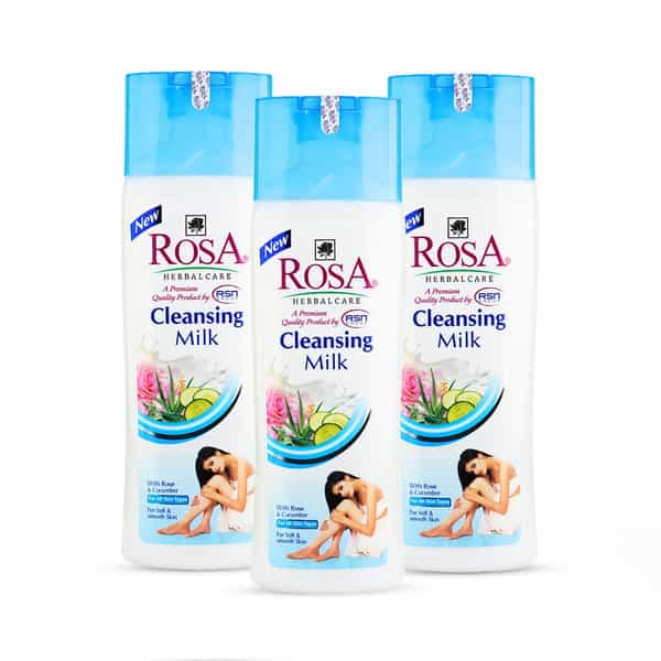 Rosa Cleansing Milk With Rose & Cucumber L Dirt & Impurity Removal | Hydrating I Set Of3- 100Ml Each