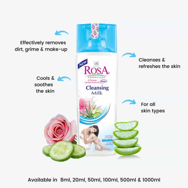 Rosa Cleansing Milk With Rose & Cucumber L Dirt & Impurity Removal | Hydrating I Set Of3- 100Ml Each
