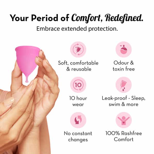 Plush 100% Reusable Menstrual Cup For Women With Cotton Pouch | Size Small | Stem For Easy Removal