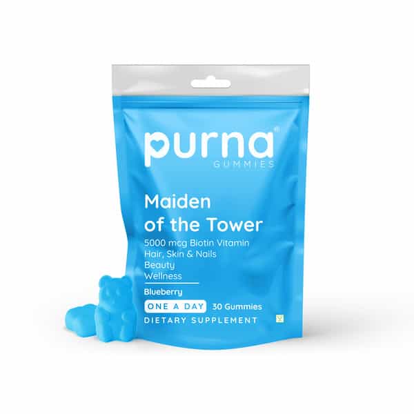 Purna Gummies 5000Mcg Biotin Blueberry Gummies With Vitamin B12 For Hair Skin & Nail 30 Gummies