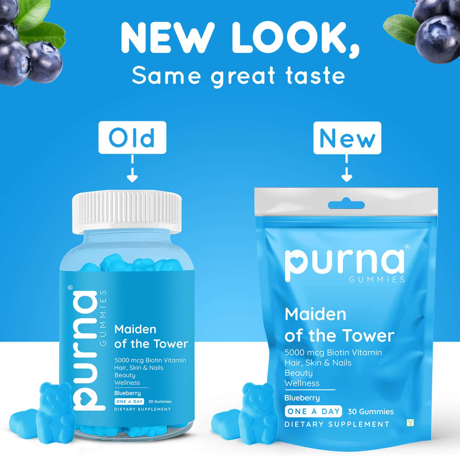 Buy PURNA GUMMIES 5000MCG BIOTIN BLUEBERRY GUMMIES WITH VITAMIN B12 FOR